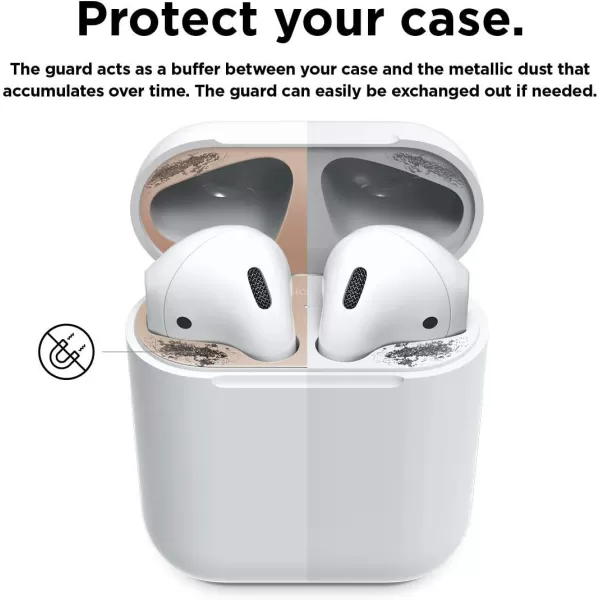 elago Upgraded AirPods Dust Guard Matte Space Grey 1 Set  DustProof Film Luxurious Looking Must Watch Easy Installation Video Protect AirPods from Metal Shavings US Patent RegisteredMatte Rose Gold