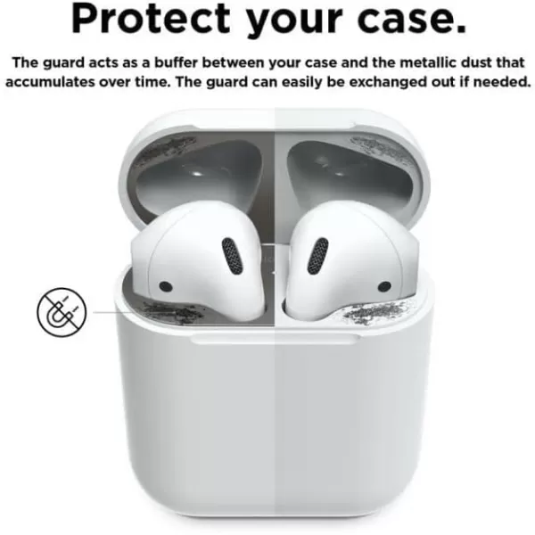 elago Upgraded Dust Guard Compatible with AirPods Matte Gold 2 Sets  DustProof Film Luxurious Looking Must Watch Easy Installation Video Protection from Metal Shavings US Patent RegisteredMatte Space Grey