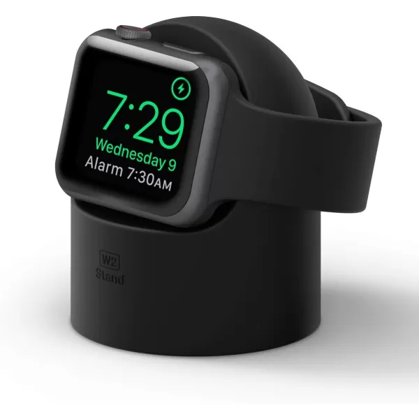 elago W2 Charger Stand Compatible with Apple Watch Series Ultra2Ultra9876SE54321SE 49mm 45mm 44mm 42mm 41mm 40mm 38mm Durable Silicone Compatible with Nightstand ModeBlack