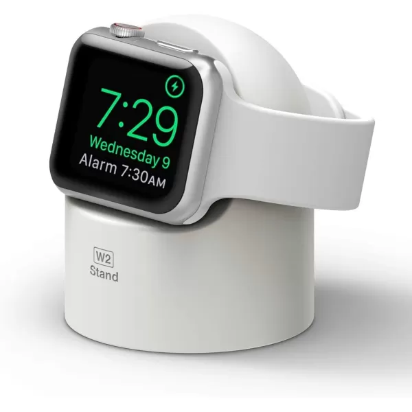 elago W2 Charger Stand Compatible with Apple Watch Series Ultra2Ultra9876SE54321SE 49mm 45mm 44mm 42mm 41mm 40mm 38mm Durable Silicone Compatible with Nightstand ModeWhite