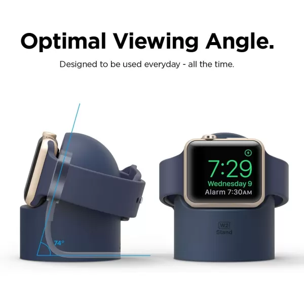 elago W2 Charger Stand Compatible with Apple Watch Series Ultra2Ultra9876SE54321SE 49mm 45mm 44mm 42mm 41mm 40mm 38mm Durable Silicone Compatible with Nightstand ModeJean Indigo