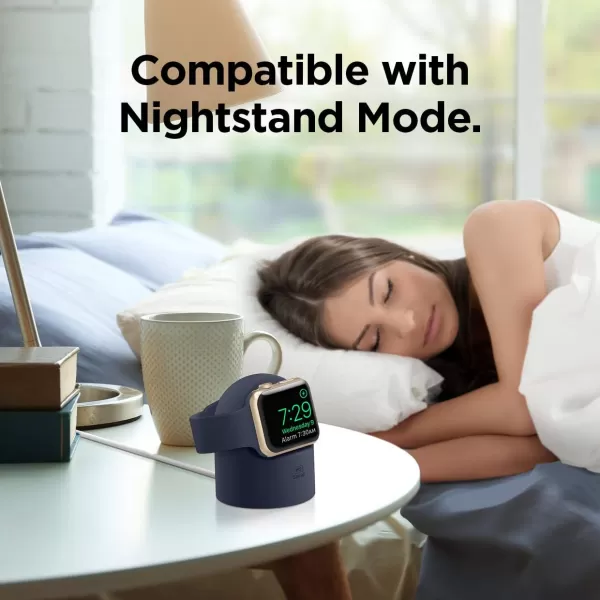 elago W2 Charger Stand Compatible with Apple Watch Series Ultra2Ultra9876SE54321SE 49mm 45mm 44mm 42mm 41mm 40mm 38mm Durable Silicone Compatible with Nightstand ModeJean Indigo