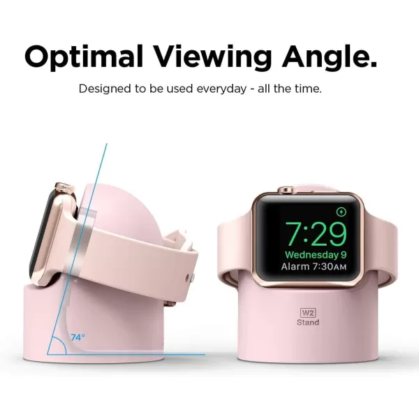 elago W2 Charger Stand Compatible with Apple Watch Series Ultra2Ultra9876SE54321SE 49mm 45mm 44mm 42mm 41mm 40mm 38mm Durable Silicone Compatible with Nightstand ModeLovely Pink