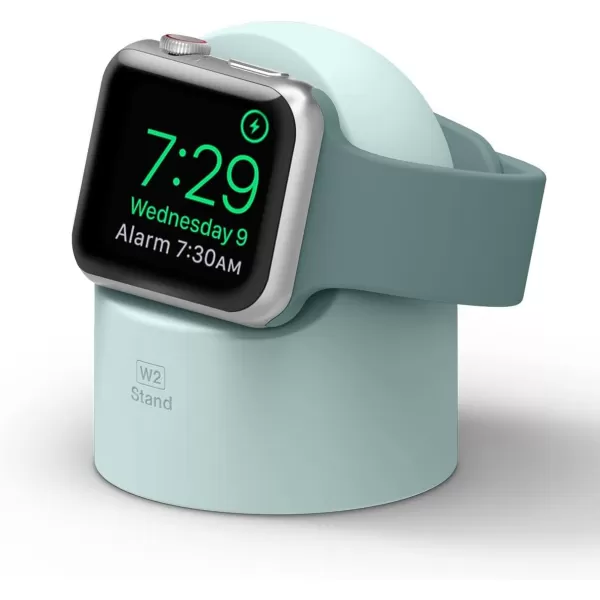 elago W2 Charger Stand Compatible with Apple Watch Series Ultra2Ultra9876SE54321SE 49mm 45mm 44mm 42mm 41mm 40mm 38mm Durable Silicone Compatible with Nightstand ModeMint