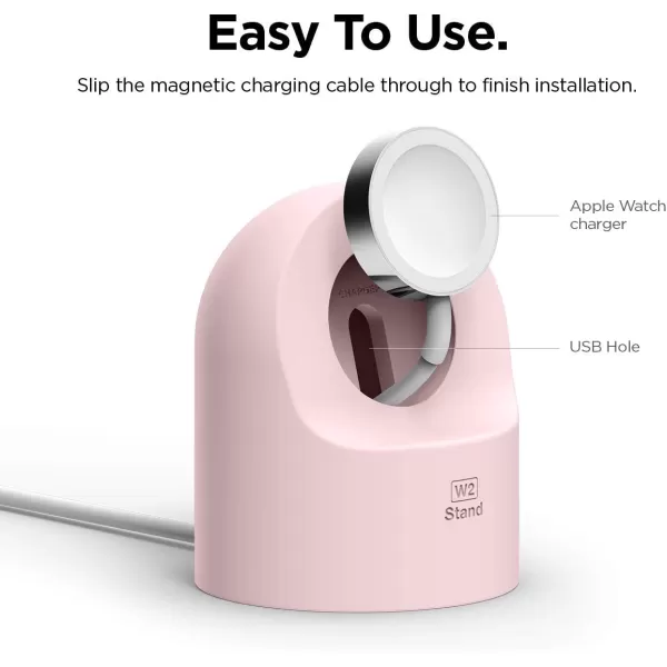 elago W2 Charger Stand Compatible with Apple Watch Series Ultra2Ultra9876SE54321SE 49mm 45mm 44mm 42mm 41mm 40mm 38mm Durable Silicone Compatible with Nightstand ModeLovely Pink