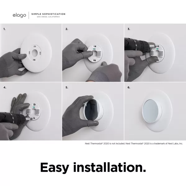 elago Wall Plate Cover Plus 2 Compatible with Google Nest Thermostat 2020 Snow  Durable Polycarbonate Material Easy Installation Complementary Design Perfect FitCharcoal Grey