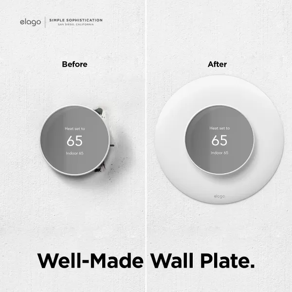 elago Wall Plate Cover Plus 2 Compatible with Google Nest Thermostat 2020 Snow  Durable Polycarbonate Material Easy Installation Complementary Design Perfect FitWhite