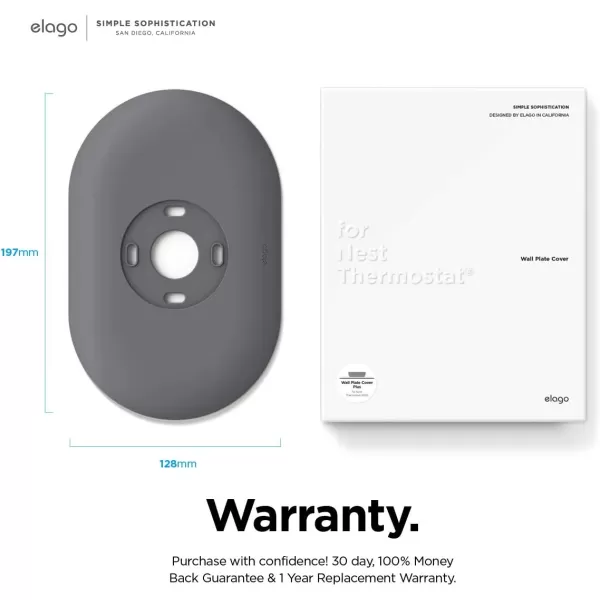 elago Wall Plate Cover Plus Compatible with Google Nest Thermostat 2020 Snow  Durable Polycarbonate Material Easy Installation Complementary DesignCharcoalGray