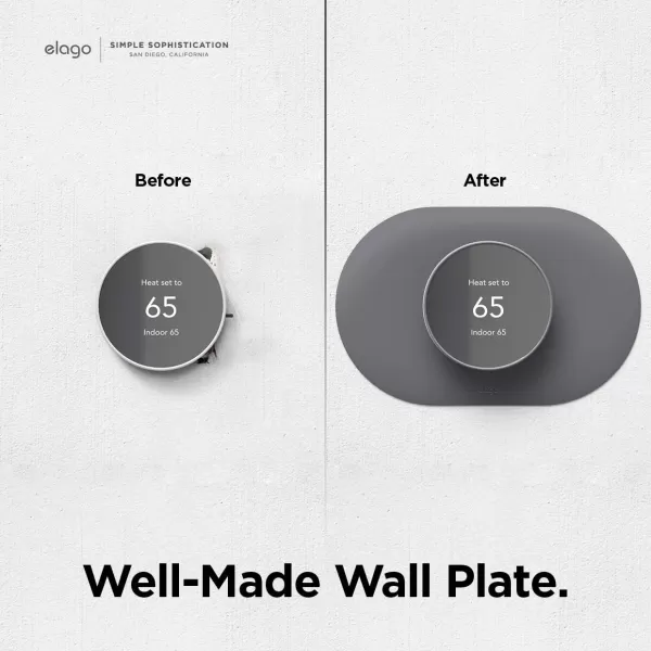 elago Wall Plate Cover Plus Compatible with Google Nest Thermostat 2020 Snow  Durable Polycarbonate Material Easy Installation Complementary DesignCharcoalGray