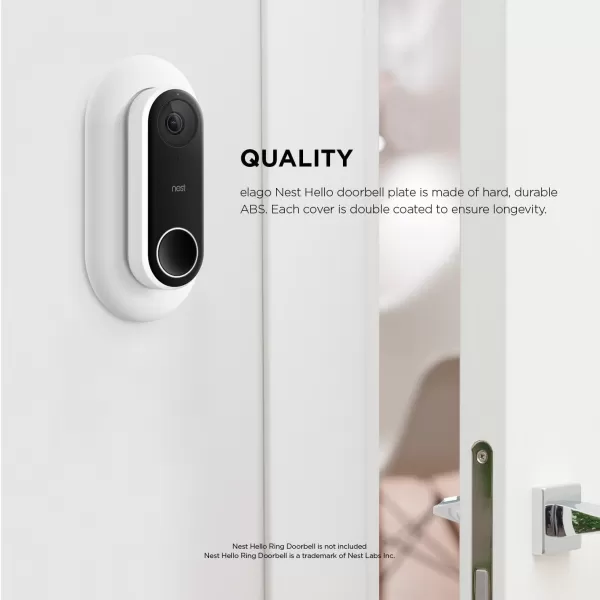 elago Wall Plate Designed for Google Nest Hello Wall Plate White  Compatible with Google Nest Hello Smart WiFi Video Doorbell Use with Adjustable Wedge US Patent RegisteredWhite