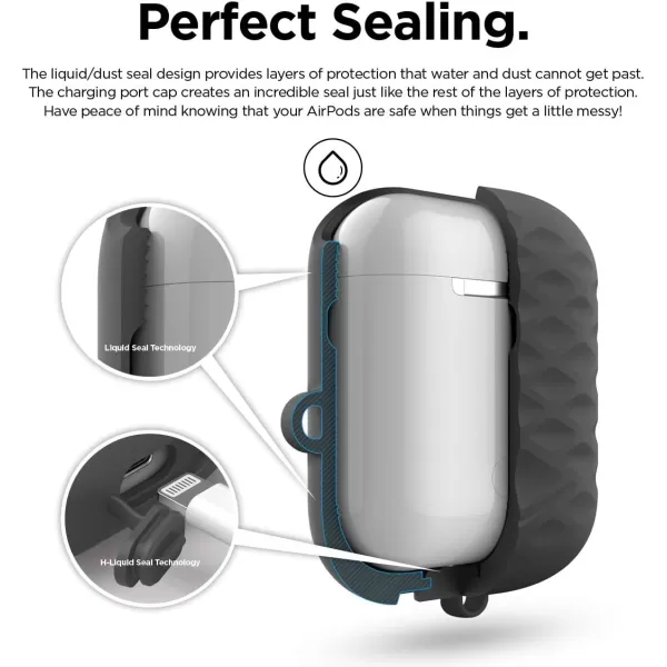 elago Waterproof Hang Active Case Dark Grey  Compatible with Apple AirPods 1 amp 2 Supports Wireless Charging Waterproof Dust Proof Added Carabinerelago Waterproof Hang Active Case Dark Grey  Compatible with Apple AirPods 1 amp 2 Supports Wireless Charging Waterproof Dust Proof Added Carabiner