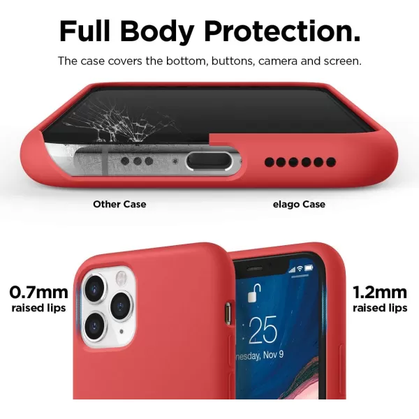 elago iPhone 11 Pro Case  Premium Liquid Silicone Raised Lip Screen amp Camera Protection Full Body Protection Microfiber Lining Flexible Bottom Redelago iPhone 11 Pro Case  Premium Liquid Silicone Raised Lip Screen amp Camera Protection Full Body Protection Microfiber Lining Flexible Bottom Red