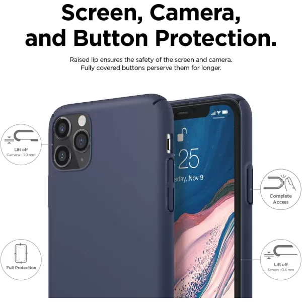 elago iPhone 11 Pro Max Slim Fit Strap Case 65 Midnight Green  Slim Light Simple Design Matte Coating AntiSlip Raised Lip Attachable Strap and Button Fit Tested Made in KoreaJean Indigo