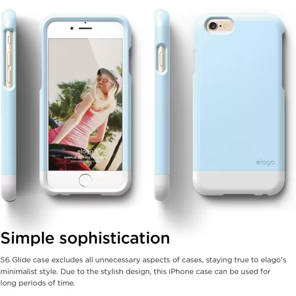 elago iPhone 6 Plus Case Glide LimitedEditionCoral BlueChampagne Gold  Mix and MatchPremium ArmorTrue Fit  for iPhone 6 Plus OnlyCotton Candy Blue  White