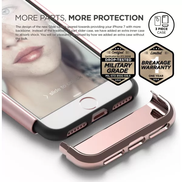 elago iPhone 7 Case GlideRose GoldChrome Rose Gold  MultiOption CaseMilitary Drop Test CertifiedSophisticated Shock Absorption  for iPhone 7elago iPhone 7 Case GlideRose GoldChrome Rose Gold  MultiOption CaseMilitary Drop Test CertifiedSophisticated Shock Absorption  for iPhone 7