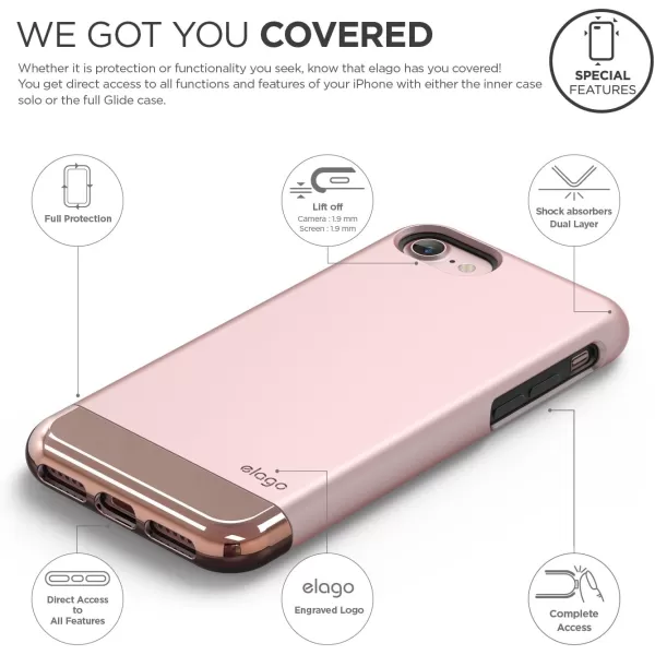 elago iPhone 7 Case GlideRose GoldChrome Rose Gold  MultiOption CaseMilitary Drop Test CertifiedSophisticated Shock Absorption  for iPhone 7elago iPhone 7 Case GlideRose GoldChrome Rose Gold  MultiOption CaseMilitary Drop Test CertifiedSophisticated Shock Absorption  for iPhone 7