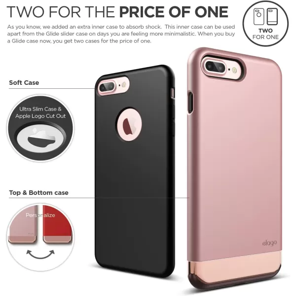 elago iPhone 7 Plus Case GlideBlackChampagne Gold  MultiOption CaseMilitary Drop Test Certified  for iPhone 7 Plus Included Tempered Glass Screen ProtectorRose Gold  Chrome Rose Gold