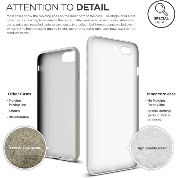 elago iPhone 8 Plus Case Inner CoreWhite  Device Fitting TestedMinimalisticScratch Protection OnlyTrue Fit  for iPhone 8 PlusWhite