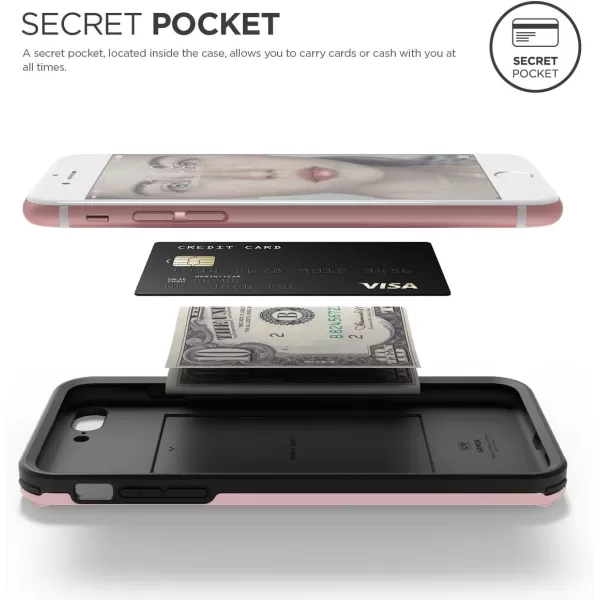 elago iPhone 8 PlusiPhone 7 Plus Case ArmorLovely Pink  Military Drop Test CertifiedSecret PocketAntiShock