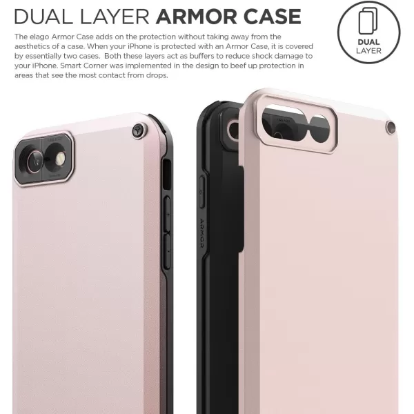 elago iPhone 8 PlusiPhone 7 Plus Case ArmorLovely Pink  Military Drop Test CertifiedSecret PocketAntiShock