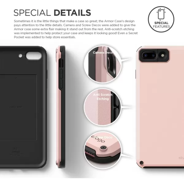 elago iPhone 8 PlusiPhone 7 Plus Case ArmorLovely Pink  Military Drop Test CertifiedSecret PocketAntiShock