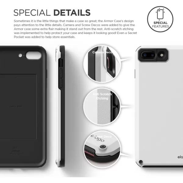 elago iPhone 8 PlusiPhone 7 Plus Case ArmorWhite  Military Drop Test CertifiedSecret PocketAntiShockelago iPhone 8 PlusiPhone 7 Plus Case ArmorWhite  Military Drop Test CertifiedSecret PocketAntiShock