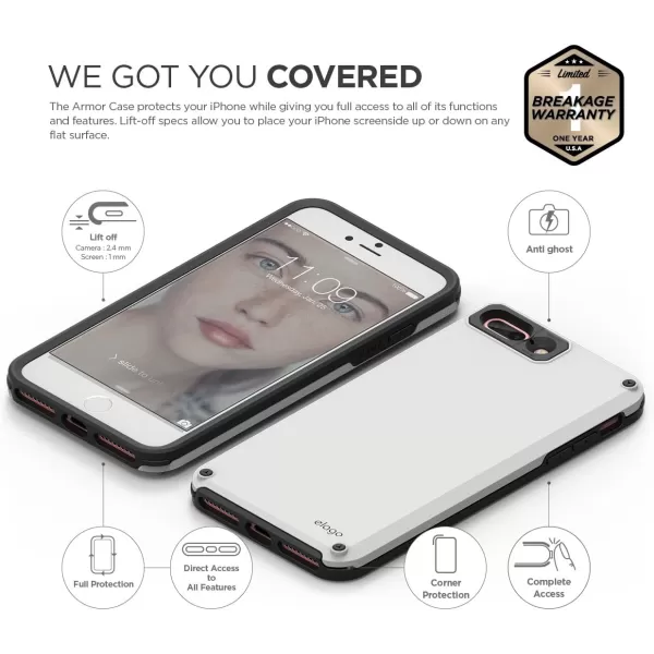 elago iPhone 8 PlusiPhone 7 Plus Case ArmorWhite  Military Drop Test CertifiedSecret PocketAntiShockelago iPhone 8 PlusiPhone 7 Plus Case ArmorWhite  Military Drop Test CertifiedSecret PocketAntiShock