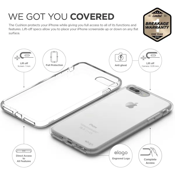 elago iPhone 8 PlusiPhone 7 Plus Case CushionCrystal Clear  Anti Smudge Dot CoatingRobust TPUShock AbsorbingCushionedelago iPhone 8 PlusiPhone 7 Plus Case CushionCrystal Clear  Anti Smudge Dot CoatingRobust TPUShock AbsorbingCushioned