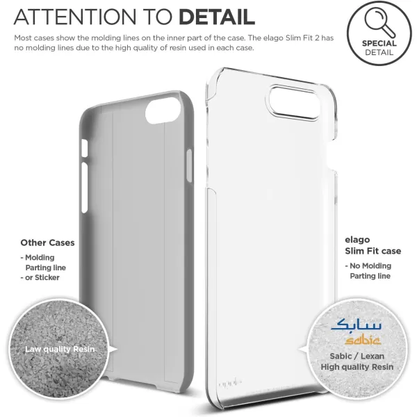 elago iPhone 8 PlusiPhone 7 Plus Case Slim Fit 2Black  LightMinimalisticTrue Fit  Included Tempered Glass Screen ProtectorCrystal Clear