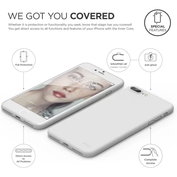 elago iPhone 8 PlusiPhone 7 Plus case OriginWhite  Scratch Protection Only 038mmfor MinimalistsTrue Fit  for iPhone 8 PlusiPhone 7 Plus Included Tempered Glass Screen ProtectorWhite