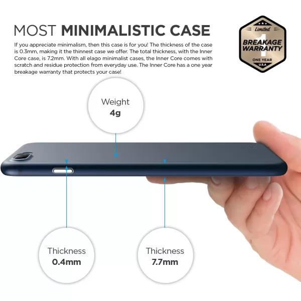 elago iPhone 8 PlusiPhone 7 Plus case OriginWhite  Scratch Protection Only 038mmfor MinimalistsTrue Fit  for iPhone 8 PlusiPhone 7 Plus Included Tempered Glass Screen ProtectorJean Indigo