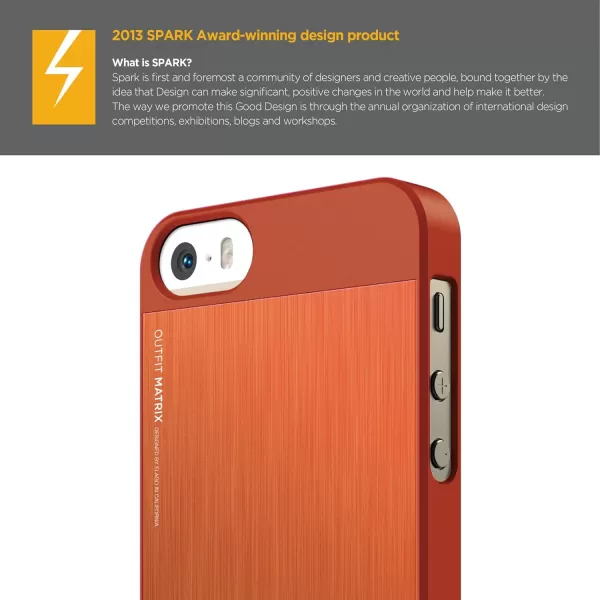 elago iPhone SE case Outift MatrixOrange  Premium Hybrid ConstructionDiamondCut AluminumSpark Design Award  for iPhone SE55Selago iPhone SE case Outift MatrixOrange  Premium Hybrid ConstructionDiamondCut AluminumSpark Design Award  for iPhone SE55S