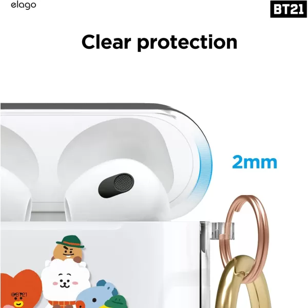 elago l BT21 Green Planet Case Compatible with Apple AirPods 3 Durable TPU Material Reduced Yellowing Clear Protection Supports Wireless Charging Official Merchandise ForestCamping