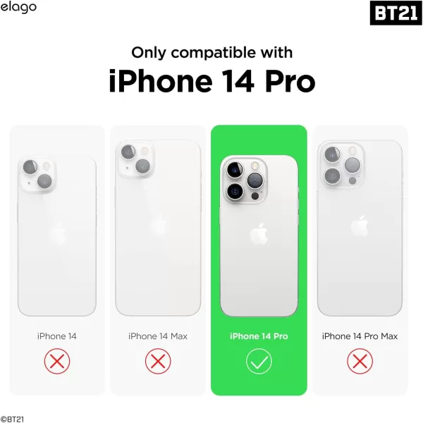 elago l BT21 minini Case Compatible with iPhone 14 Pro 61 inch Durable Full Body Protection Raised Lip Screen amp Camera Protection Official Merchandise Mint ToysPink Toys