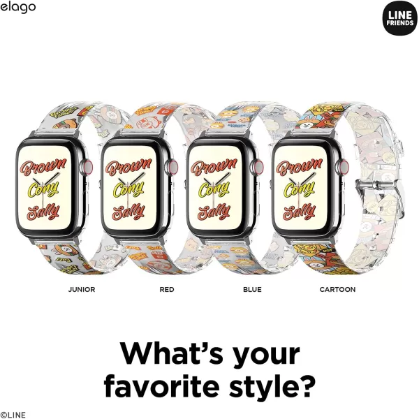 elago l LINE FRIENDS Burger Time Band Compatible with Apple Watch Band 38mm 40mm 41mm 42mm 44mm 45mm 49mm compatible with iWatch Series Ultra2UltraSE9876SE54321 Soft Protective Strap Official Merchandise Junior Set42mm  44mm  45mm Cartoon Set