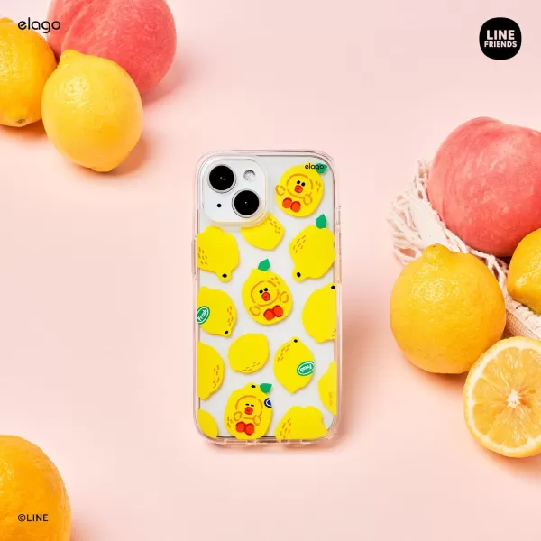 elago l LINE Friends Fruit Shop Case Compatible with iPhone 15 61 inch Durable Full Body Protection Raised Lip Screen amp Camera Protection Official Merchandise Peachlemon