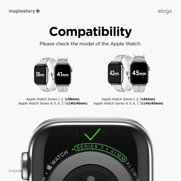 elago l MapleStory Collection Watch Band Compatible with Apple Watch Band 38mm 40mm 41mm 42mm 44mm 45mm compatible with iWatch Series 8SE276SE54321 Soft Protective Strap Official MerchandiseMapleStory monster 38mm40mm41mm