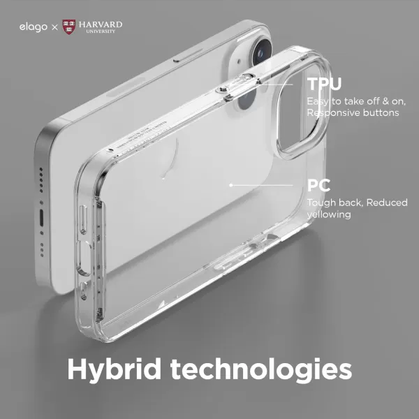 elago x Harvard University Hybrid Case Compatible with iPhone 14 Case  61 Inch PC  TPU Hybrid Technology Full Body Protection Transparent University Shield Design Official MerchandiseHarvardUniversity Shield