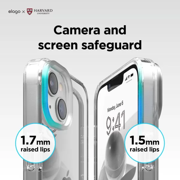 elago x Harvard University Hybrid Case Compatible with iPhone 14 Case  61 Inch PC  TPU Hybrid Technology Full Body Protection Transparent University Shield Design Official MerchandiseHarvardUniversity House