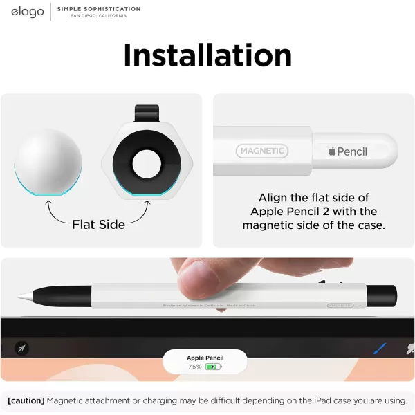 elago x MONAMI Pencil Case Compatible with Apple Pencil 2nd Generation Cover Sleeve Classic Design Compatible with Magnetic Charging and Double Tap Must Read Installation InstructionsWhite