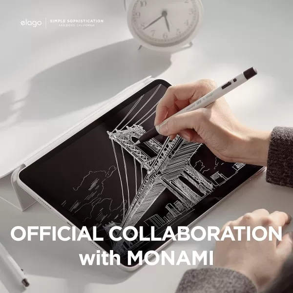 elago x MONAMI Pencil Case Compatible with Apple Pencil 2nd Generation Cover Sleeve Classic Design Compatible with Magnetic Charging and Double Tap Must Read Installation InstructionsWhite