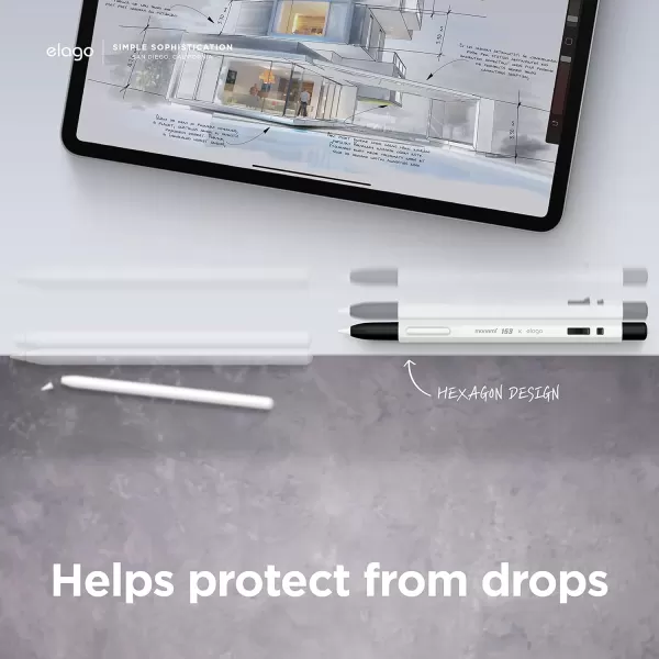 elago x MONAMI Pencil Case Compatible with Apple Pencil 2nd Generation Cover Sleeve Classic Design Compatible with Magnetic Charging and Double Tap Must Read Installation InstructionsWhite