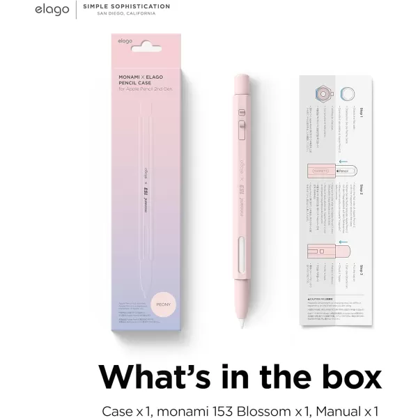 elago x MONAMI Pencil Case Compatible with Apple Pencil 2nd Generation Cover Sleeve Classic Design Compatible with Magnetic Charging and Double Tap Must Read Installation InstructionsPeony Pink