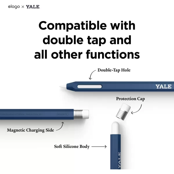 elago x Yale University Classic Pencil Case Compatible with Apple Pencil 2nd Generation Cover Sleeve Compatible with Magnetic Charging and Double Tap Official MerchandiseYALE