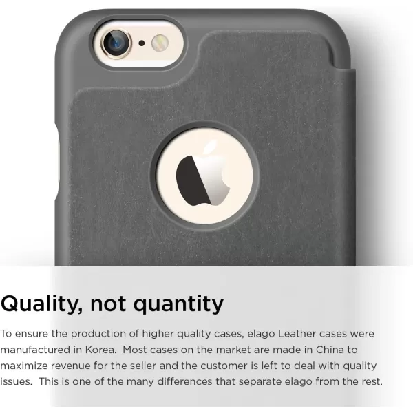 iPhone 6S Case elago Leather FlipDark GreyDark Grey  Card SlotScreen ProtectionPremium Hybrid Construction  for iPhone 66SiPhone 6S Case elago Leather FlipDark GreyDark Grey  Card SlotScreen ProtectionPremium Hybrid Construction  for iPhone 66S