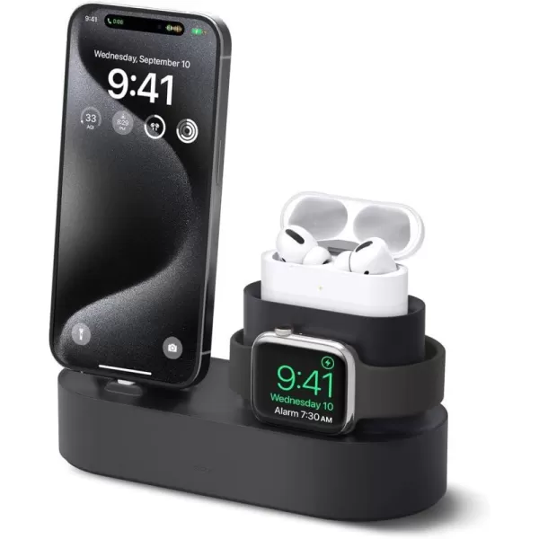 elago 3 in 1 Charging Station Compatible with Apple Products Apple Watch Series 9876SE54321SE Apple AirPods Pro 21 AirPods 321 and All iPhone Models Original Cables RequiredBlack