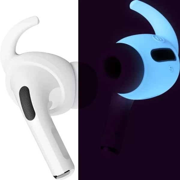 elago 4 Pairs AirPods Pro Ear Hooks Covers  Comfortable and Secure Fit Improved Sound Quality Precise Cutout Design Accessories Compatible with AirPods Pro US Patent Registered WhiteNightglow Blue