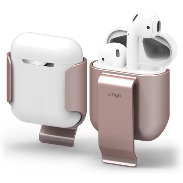 elago AirPods Belt Clip Rose Gold  Compatible with Apple AirPods 1 amp 2Convenient PortabilityProtectionSoft Feel Coating  for AirPods 2 and 1Rose Gold