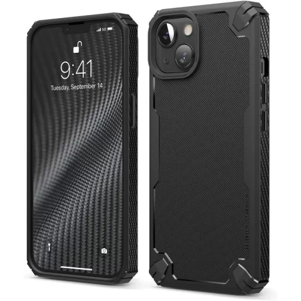 elago Armor Compatible with iPhone 13 Pro Max Case 67 Inch  US Military Grade Drop Protection HeavyDuty Protection Carbon Fiber Texture Tough Rugged Design Shockproof Bumper Cover BlackiPhone 13 Black