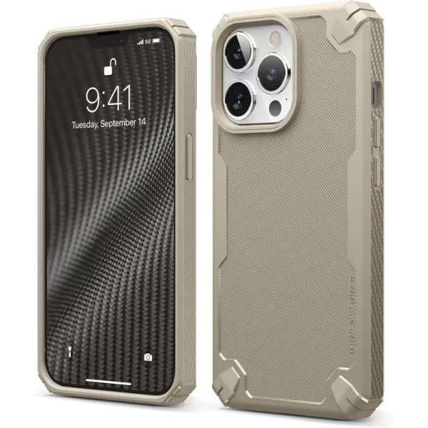 elago Armor Compatible with iPhone 13 Pro Max Case 67 Inch  US Military Grade Drop Protection HeavyDuty Protection Carbon Fiber Texture Tough Rugged Design Shockproof Bumper Cover BlackiPhone 13 Pro Sand